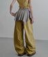 Layered Check Skirted Pants